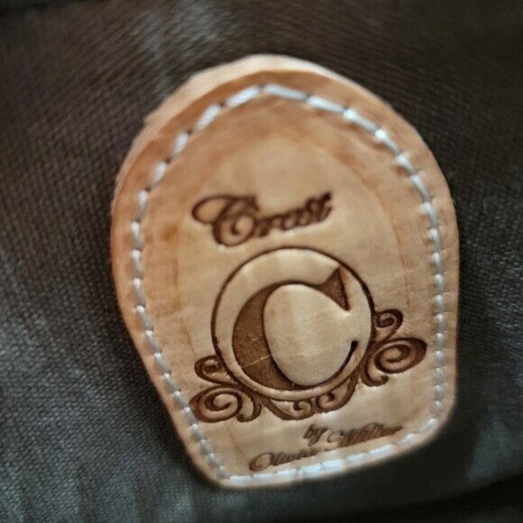 Crest by Olivia Miller Tan Cowhide Studded Embellished Handbag Long Strap Purse - Picture 7 of 9